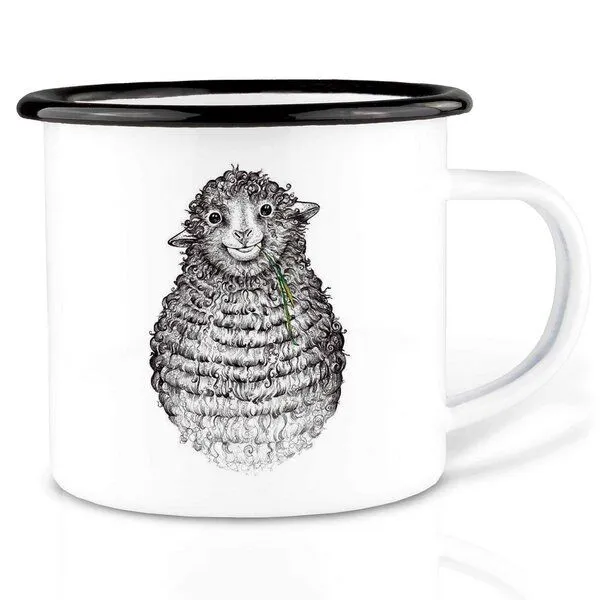 LIGARTI Emailletasse »Wollfried« von LIGARTI | 300 oder 500 ml | handveredelt in Deutschland | Cup, Kaffeetasse, Emaillebecher, Camping Becher – Produktbild 1 von 1