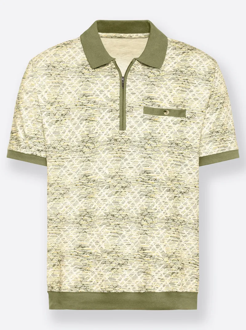 marco donati Kurzarm-Poloshirt khaki-bedruckt, Khaki-bedruckt, – Produktbild 1 von 2