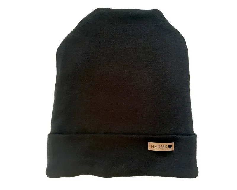 HERMKO Beanie 8840911 Mütze für Damen und Herren aus Merinowolle und Tencel, Schwarz, – Produktbild 3 von 4