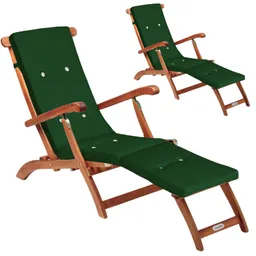 Casaria® Casaria® Gartenliege Queen Mary® 2er-Set Akazie FSC®-zertifiziert inkl Auflage Grün – Produktbild 1 von 1