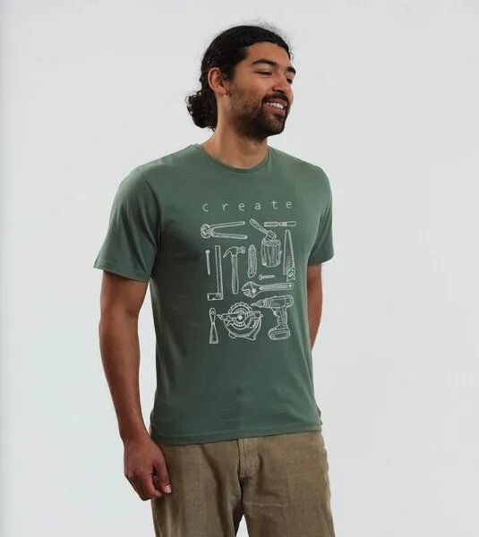 Gary Mash GARY MASH Shirt Create groß aus Biobaumwolle, Olivgrün (grün), – Produktbild 3 von 4