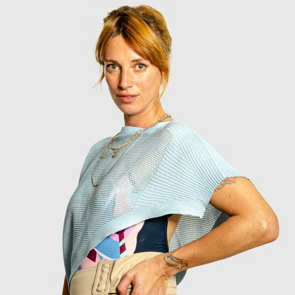 LANARTO slow fashion LANARTO slow fashion Poncho Cape 100% Biobaumwolle made in germany, Blau, – Produktbild 2 von 4