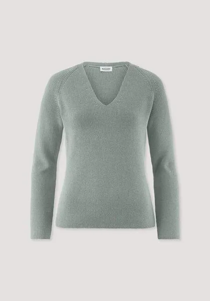 hessnatur hessnatur Strick Pullover Regular aus reiner Bio-Baumwolle, Mattgrün, – Produktbild 4 von 4
