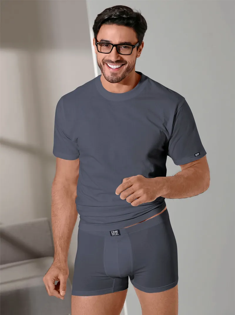 Kumpf Pants mittelgrau + weinrot, Mittelgrau + weinrot, – Produktbild 1 von 3
