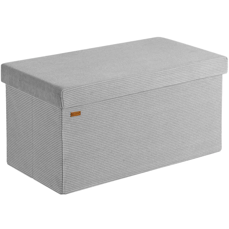 Casaria® Sitzbank Grau Cord 76x38x38cm MDF faltbar – Produktbild 1 von 2