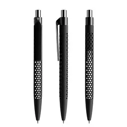 prodir prodir® Druckkugelschreiber QS40 Soft Touch PRP Push, blaue Mine, schwarz/silber poliert – Produktbild 1 von 1