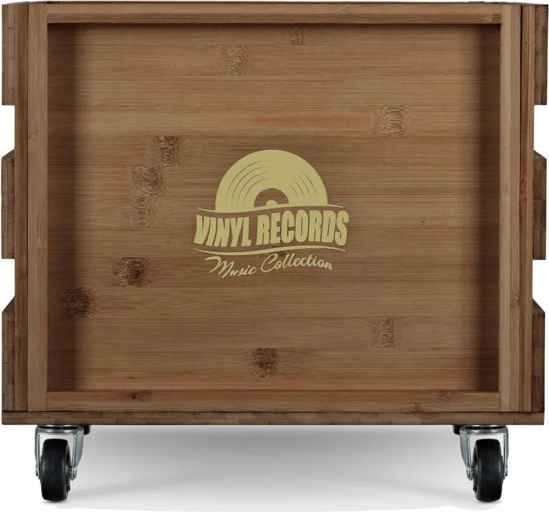 Stagecaptain Holzkiste Emil Schallplattenkiste Bambus Braun für bis zu 100 LPs (1 St), für bis zu 100 LPs - aus Vollholz im Retro-Design, Braun, – Produktbild 1 von 5