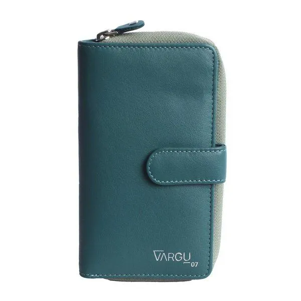 Vargu Vargu Echtleder Geldbörse SABA 1-A, Teal green - sage green, – Produktbild 2 von 4