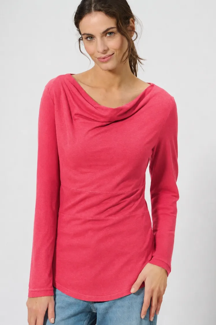 HempAge Hempage Damen vegan Langarm Top In Tomatenrot, Rot, – Produktbild 2 von 2