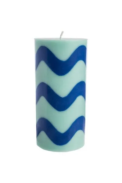 Tranquillo Tranquillo Stumpenkerze GLUMI WAVE, Wax040-blue, – Produktbild 2 von 4