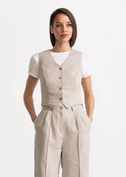 De IONESCU De IONESCU Damen vegan Weste Figa Leinen – Produktbild 1 von 1