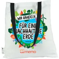 Memo memo Tragetasche 'Wir handeln für eine nachh. Erde' aus RC-Baumwolle, Fairtrade – Produktbild 1 von 1
