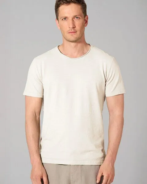 HempAge HempAge T-Shirt mit Rollsaum 56% Biobaumwolle, 44% Hanf, Offwhite (weiß), – Produktbild 1 von 4