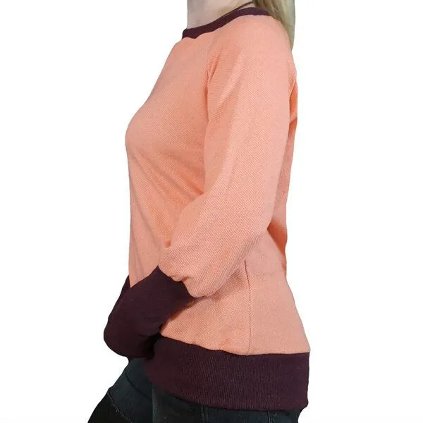 liebewicht liebewicht Pullover Sweatshirt kurz mit langen Bündchen, Koralle/lila, – Produktbild 3 von 4