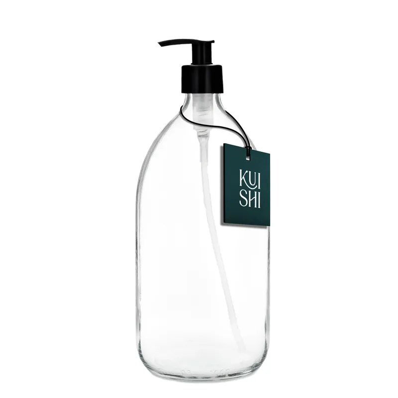 Pumpflasche aus klarem Glas – Produktbild 1 von 3