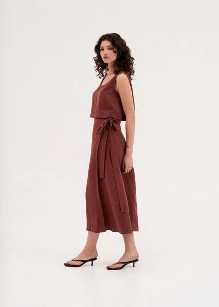 AmourLinen AmourLinen Mini-Leinen-Crop-Top PIPPA, Terracotta (rot), – Produktbild 3 von 4