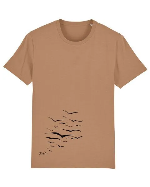 Human Family Human Family Bio Unisex T-Shirt "Create - Free Birds" in verschiedenen Farben, Camel, – Produktbild 3 von 4