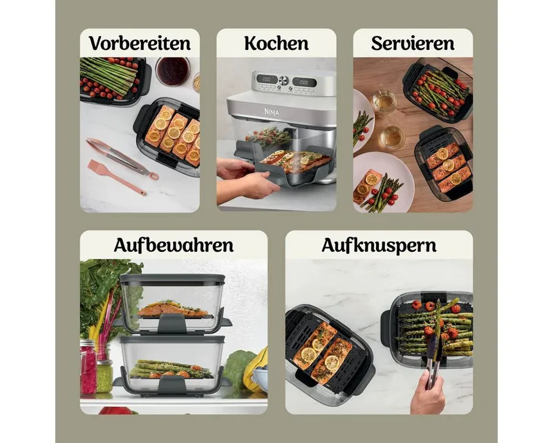 Ninja Ninja Heißluftfritteuse DD102EUIV2 Ninja CRISPi DualZone Glas-Air-Fryer mit 8 Funktionen – Weiß, 2860 W, Weiß, – Produktbild 5 von 5
