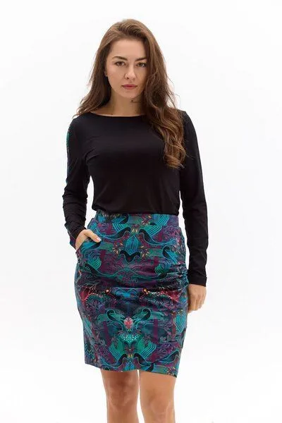 KOKOworld Rock Panama – Eng anliegender – In Knielänge – Wickelschnitt – Praktische Tasche – Farbenfroher einzigartiger Print von KOKOworld – Fair produziert in Polen, Amanay (mehrfarbig), – Produktbild 1 von 4