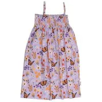 Walkiddy Kinder Trägerkleid GOTS-zertifiziert aus Bio-Baumwolle mit Blumen-und-Schmetterlings-Muster – Walkiddy, Blau, – Produktbild 1 von 1
