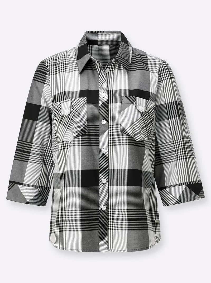 Witt Karobluse schwarz-weiß-kariert, Schwarz-weiß-kariert, – Produktbild 1 von 2