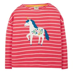 Frugi Frugi Langarm-Shirt Einhorn gestreift Toti Boxy Top – Produktbild 1 von 1