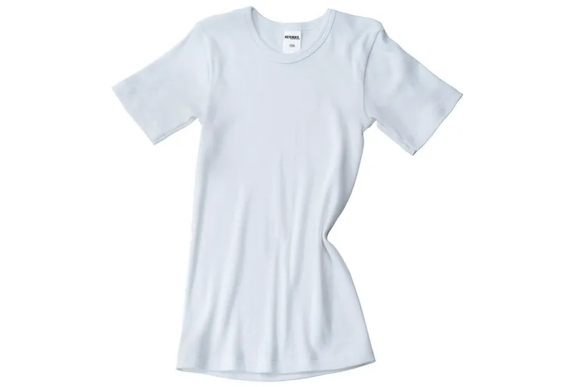 HERMKO Unterziehshirt 2810 100 % Bio-Baumwolle, Jungen & Mädchen, kurzarm, Feinripp, Weiß, – Produktbild 1 von 1