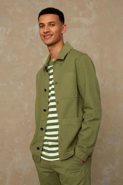 Kings Of Indigo Kings Of Indigo Herren Worker-Jacket "DAVID" aus ungefärbtem Denim aus Biobaumwolle, Grün (loden green), – Produktbild 1 von 4