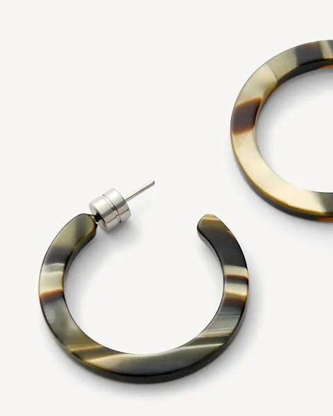 JAN N JUNE JAN N JUNE Machete Runde Ohrringe Mini Hoops aus Acetat, Grün (midnight horn), – Produktbild 2 von 4
