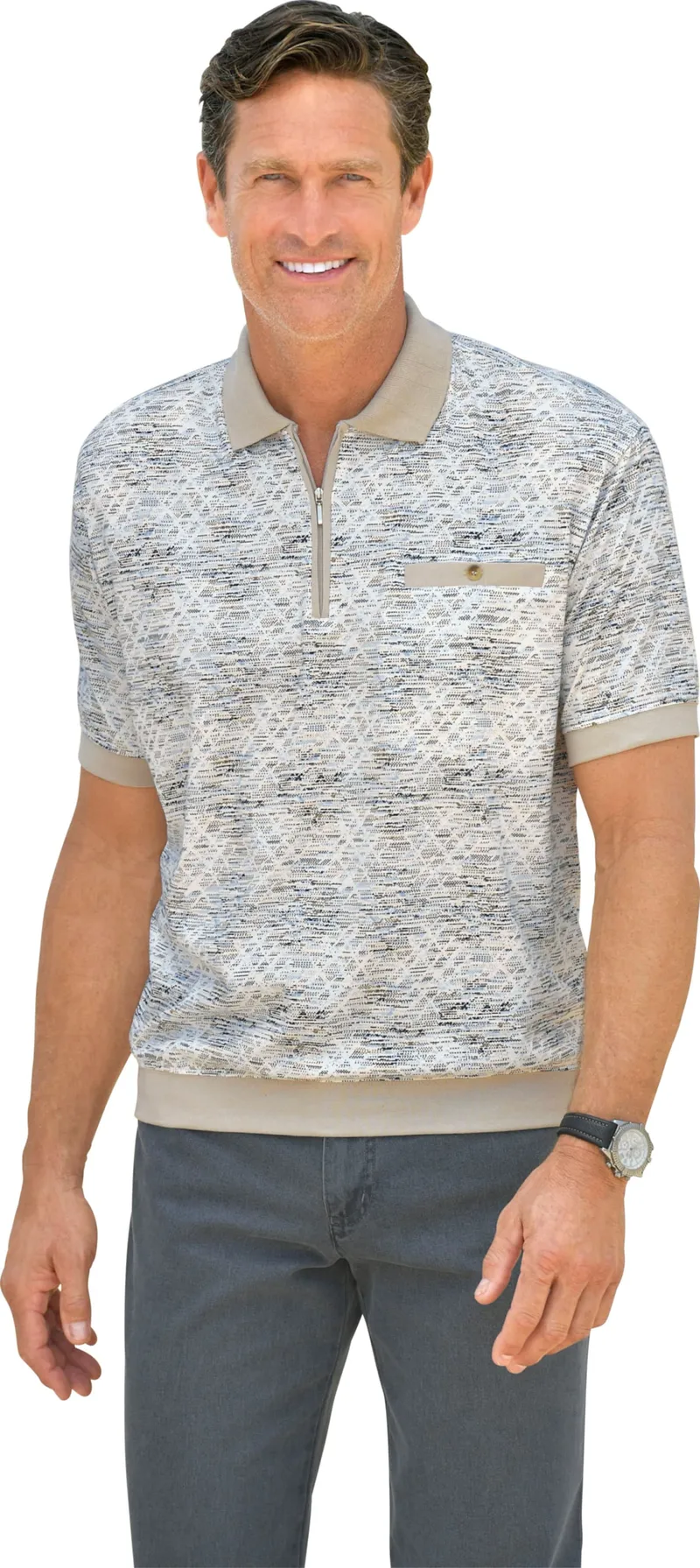 marco donati Kurzarm-Poloshirt weiß-bedruckt, Weiß-bedruckt, – Produktbild 2 von 2