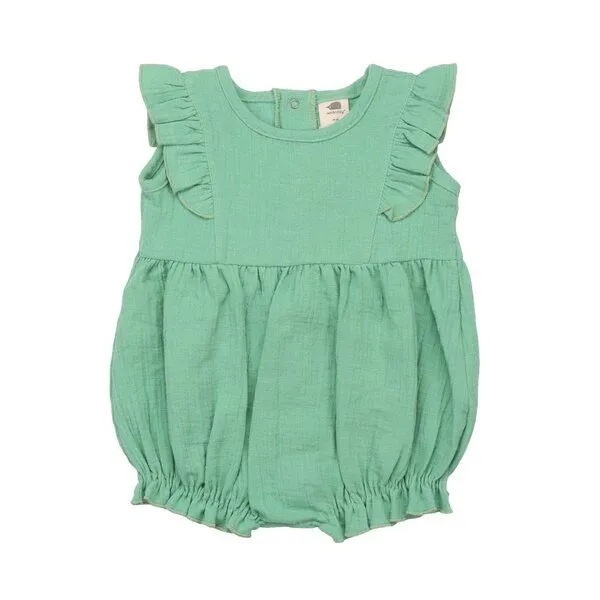Walkiddy Baby Body GOTS zertifiziert Bio-Baumwolle, Grün, Rüschenärmel, Walkiddy, Grün, – Produktbild 1 von 3