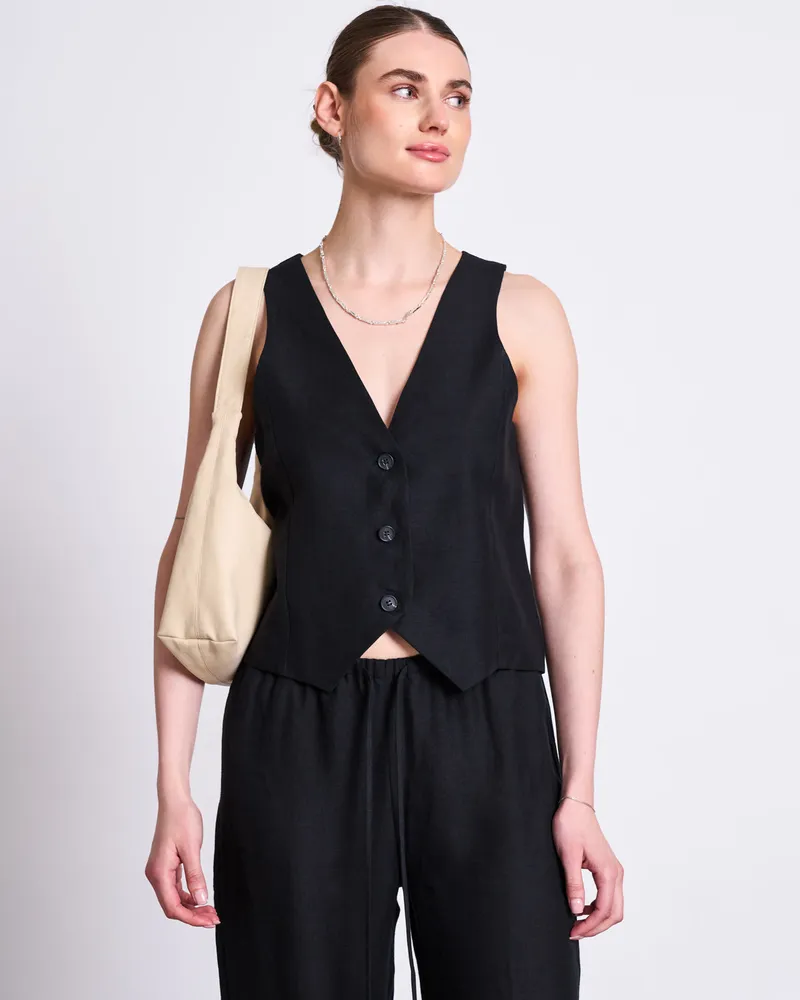 JAN N JUNE JAN 'N JUNE Damen vegan Hose Sjov Drawstring Schwarz, Schwarz, – Produktbild 1 von 2
