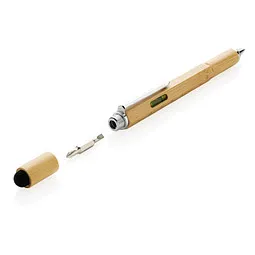 XD Collection XD Collection Bambus Tool Pen 5-in-1, blaue Mine – Produktbild 1 von 1
