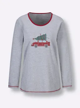 Comtessa Schlafanzugshirt grau-meliert-rot – Produktbild 1 von 1