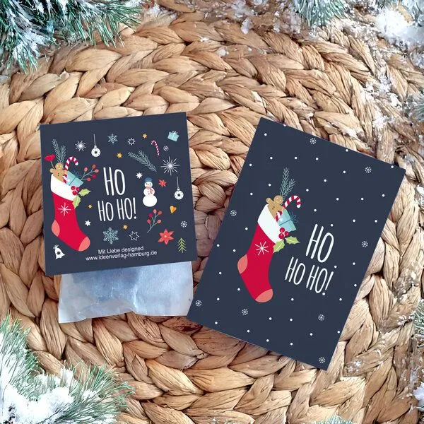 Ideenverlag Hamburg Ideenverlag Hamburg 4x „HoHoHo“ Samenbomben im Tütchen mit Kaltkeimer-Saatgut + 4x Geschenk Grußkarten – Produktbild 2 von 6