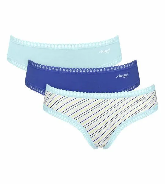 Sloggi Sloggi 3er Pack GO Crush Hipster Slip Bio-Baumwolle, Blau, – Produktbild 1 von 3