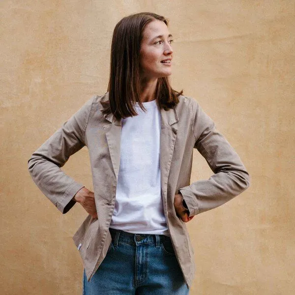 Vresh Clothing Vresh Clothing Vrieda - Blazer aus Biobaumwoll-Mix, Beige, – Produktbild 1 von 4