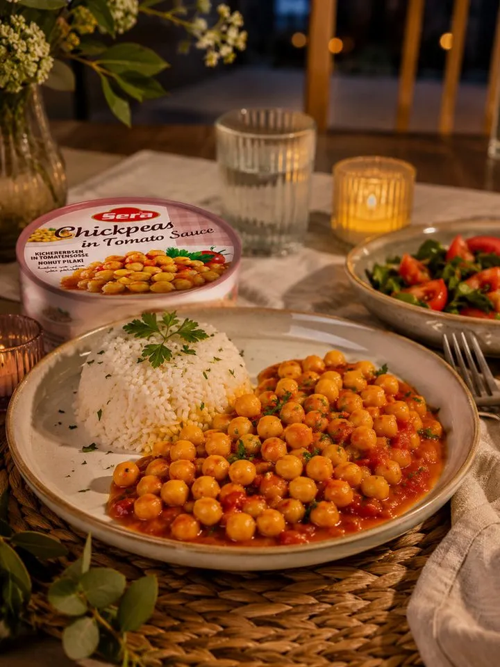 SERA FOOD Fertiggericht Kichererbsen in Tomatensauce – mediterran & servierfertig, (Vegane Konserven), Spezialität, servierfertig, vegan/vegetarisch, hochwertige Zutaten – Produktbild 3 von 3