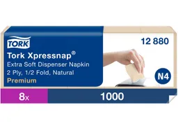 Tork Tork Xpressnap Extra Softe-Servietten "Premium N4" 1/2-Falzung, 8 x 1000 Blatt, natural – Produktbild 1 von 1
