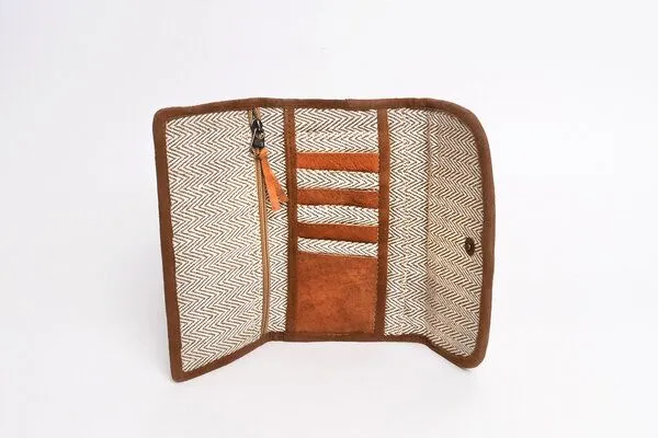 Himal Hemp Himal Hemp Geldtasche aus Baumwolle, Weiß-dunkelgrün (fischgräten-muster), – Produktbild 3 von 3