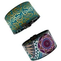 Seegarn Seegarn Wende-Armband 4cm, Ornament (petrol) / mandala (beige), – Produktbild 1 von 1