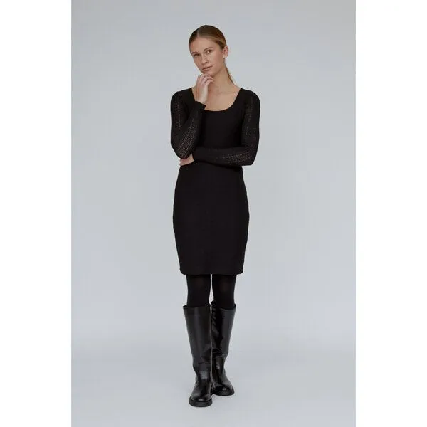 Basic Apparel Basic Apparel Kleid SUVI mit feinem Lochmuster, Schwarz (black), – Produktbild 1 von 2