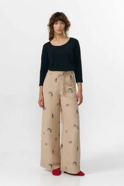 SUITE13LAB Suite13lab Damenhose RAMALA bestickt, Beige, – Produktbild 1 von 4