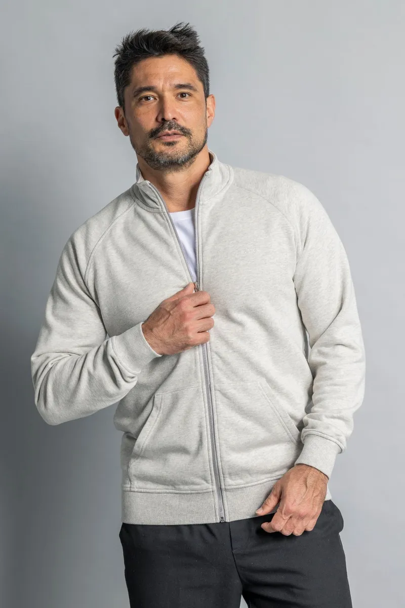 DIRTS DIRTS Herren vegan Sweatjacke Zip Sweat Jacket Heather Grey, Grau, – Produktbild 2 von 2