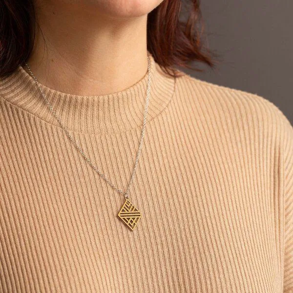 feinformart feinformart Kette mit Holzanhänger 'Tribal Echo', Senfgelb (gelb), – Produktbild 5 von 5