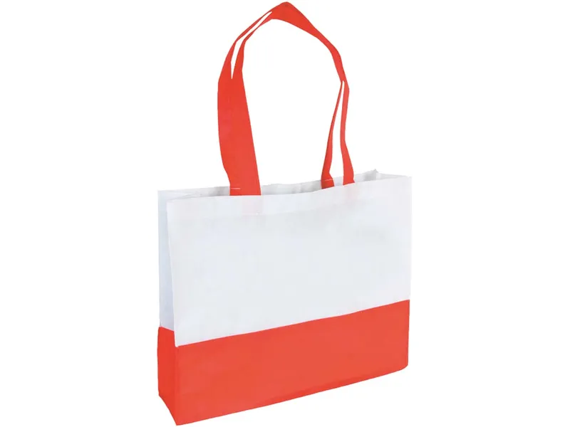 PP-Shopping-Taschen, weiß/rot 38x29x10 mit zwei Henkeln – Produktbild 1 von 1