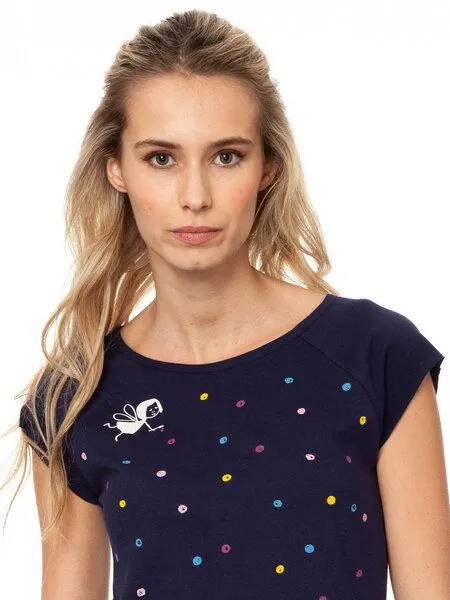 FellHerz FellHerz Damen T-Shirt Konfettimädchen Bio Fair, Midnight (dunkelblau), – Produktbild 2 von 4