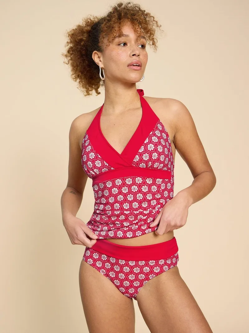 White Stuff Sunshine Bikinihose zum Wenden - 34, Rot multi, – Produktbild 1 von 4