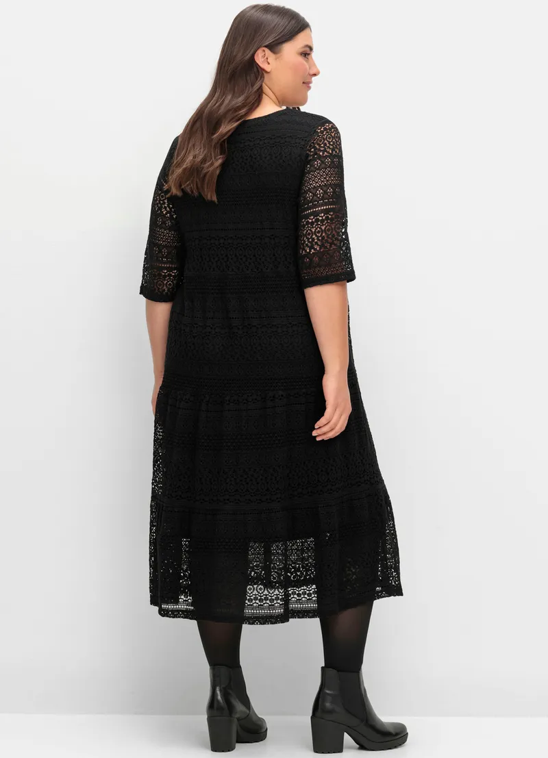 sheego Spitzenkleid, Schwarz, – Produktbild 1 von 2