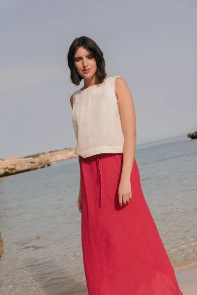 AmourLinen AmourLinen Klassisches ärmelloses Leinentop Lucia, Weiß, – Produktbild 1 von 4